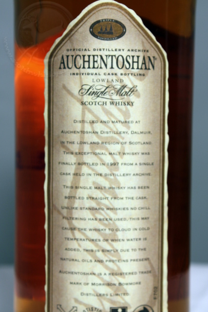 Auchentoshan 1965 rear detailed image of bottle