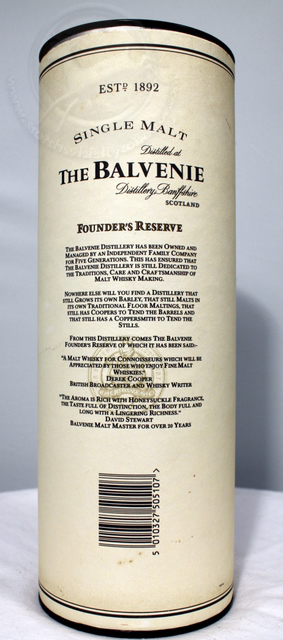 Balvenie Founders Reserve box rear image