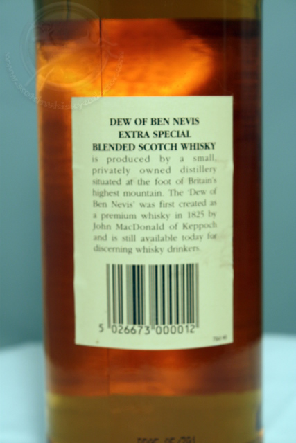 Dew of Ben Nevis rear detailed image of bottle