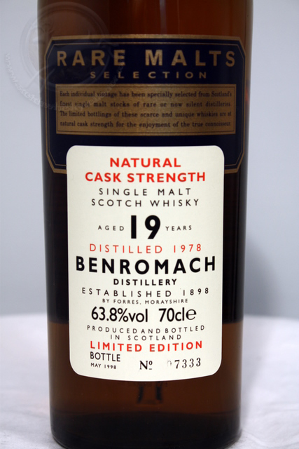 Benromach 1978 front detailed image of bottle