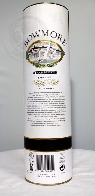Bowmore Darkest box rear image