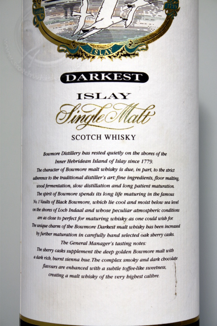 Bowmore Darkest box rear detailed image