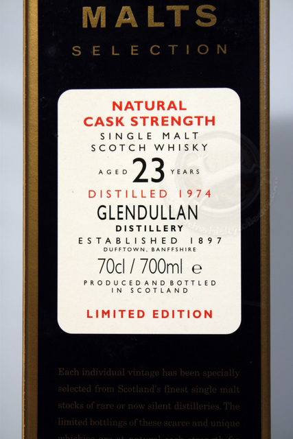 Glendullan 1974 box front detailed image