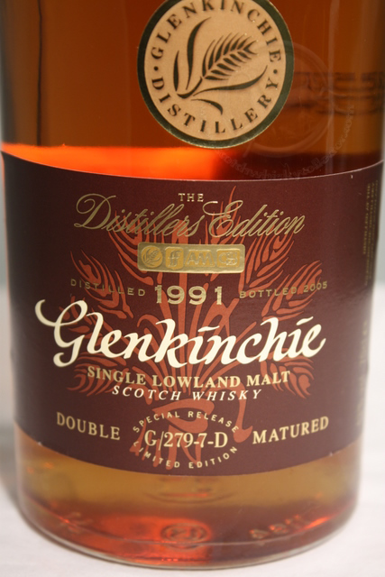 Glenkinchie 1991 front detailed image of bottle Glenkinchie 1991 front detailed image of bottle