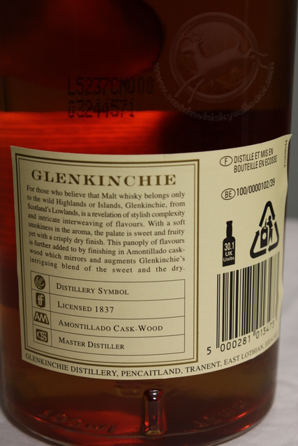 Glenkinchie 1991 rear detailed image of bottle Glenkinchie 1991 rear detailed image of bottle