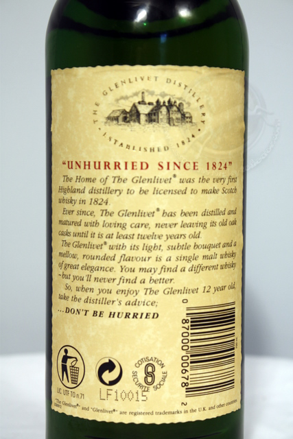 Glenlivet : The limited edition rear detailed image of bottle