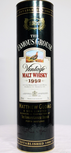 Famous Grouse Vintage 1992 box front image