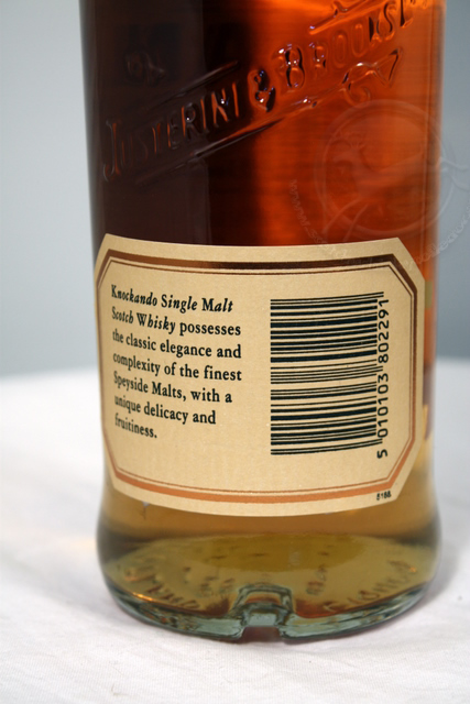 Knockando 1980 rear detailed image of bottle