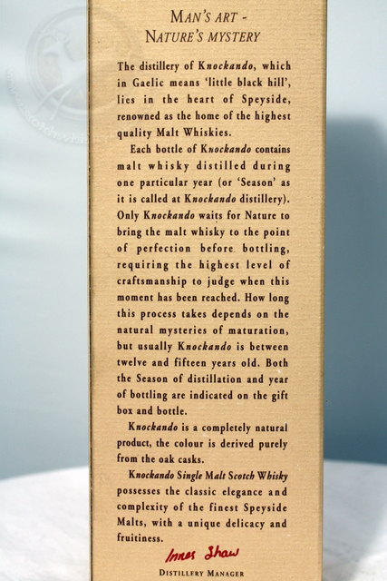 Knockando 1980 box rear detailed image