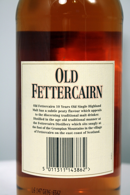 Old Fettercairn rear detailed image of bottle