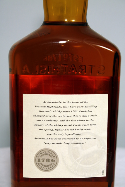 Strathisla rear detailed image of bottle