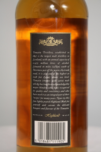 Tomatin rear detailed image of bottle
